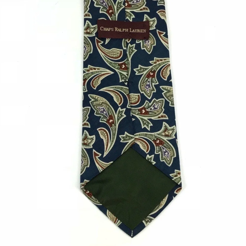 CHAPS RALPH LAUREN Vintage VTG Navy Red Green Purple Paisley Rare Necktie Tie